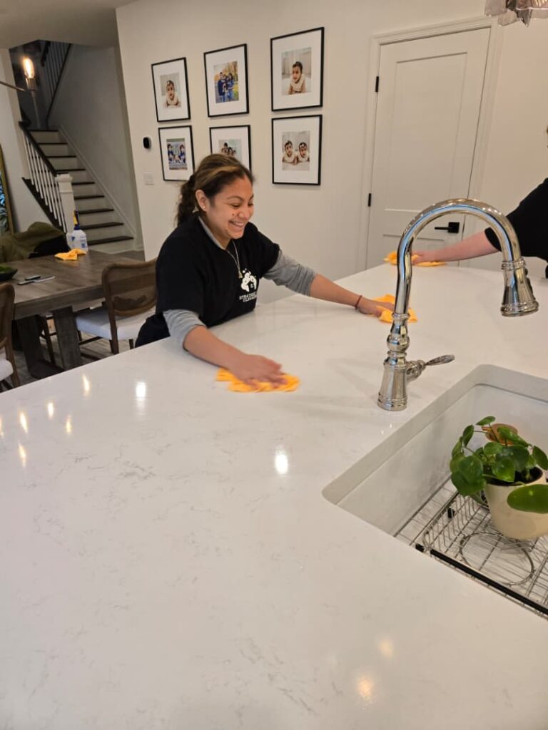 residential home cleaning service in progress
